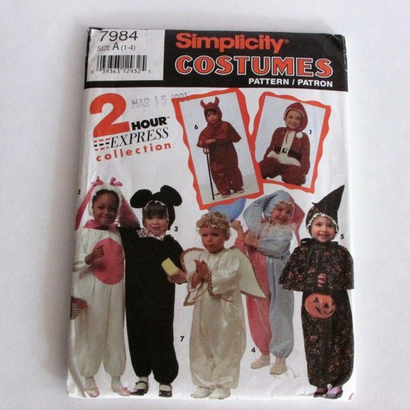 Simplicity Costume Sewing Pattern 2 Hour Express 7984 Kids Halloween Dress-up - Picture 1 of 5